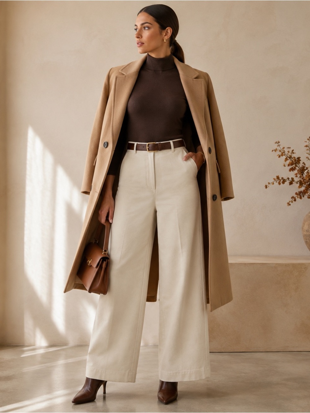 Burberry Cream Wide-Leg Trousers